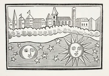 Sun, Moon, Stars and Earth Transponed, illustration fra Chap-books of the Eighteenth Century af John Ashton, pub. 1882