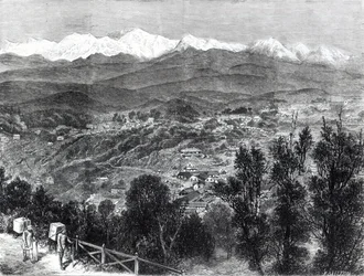 Tedyrkning i Britisk Indien - Udsigt over Darjeeling fra syd, 1876