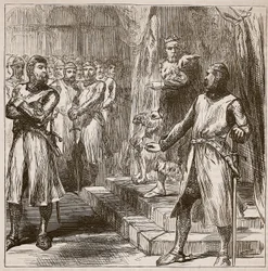 Baronerne gør oprør mod kongen, illustration fra Cassells Illustrated History of England (sepia foto)
