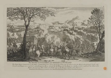 Slaget ved Culloden, nær Inverness i Skotland, udgivet af Bowles og Carver, 1746