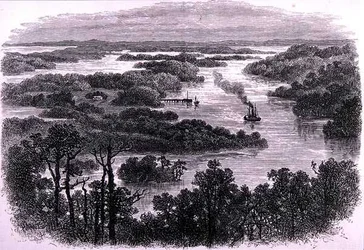 The Confluence of the Murray and Darling Rivers, nær Wentworth, New South Wales, Australien, fra 