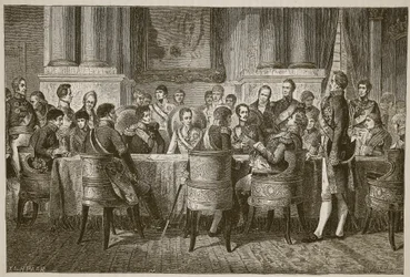 The Congress of Vienna, illustration fra Cassells Illustrated History of England (sepia foto)
