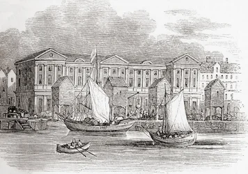 The Custom House, London, England, som det så ud før den store brand, fra Old England: A Pictorial Museum, pub. 1847