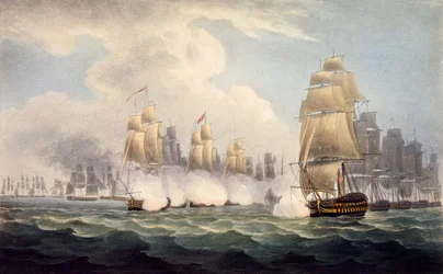 The Defeat of the French under Linois af Commodore Dances Squadron, 15. februar 1804, fra The Naval Chronology of Great Britain, af J. Ralfe