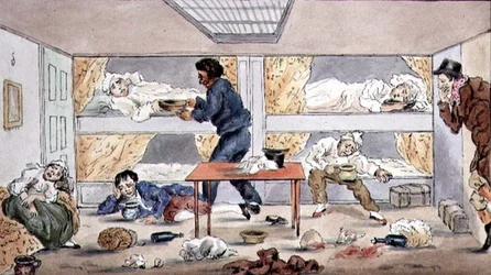 The Effects of Seasickness, ca. 1825 (pen & blæk med akvarel på papir)