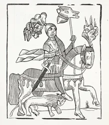 The Famous History of Guy Earl of Warwick, illustration fra Chap-books of the Eighteenth Century af John Ashton, pub. 1882