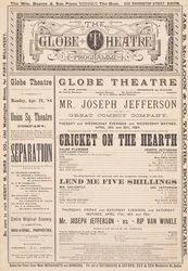 The Globe Theatre Programme, 21. april, 1884