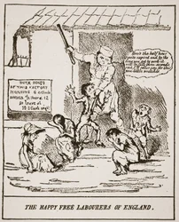 The Happy Free Laborers of England, fra et tryk udgivet i 1833, illustration fra The Church of England: A History for the People af H.D.M. Spence-Jones, pub. ca. 1910 (sepiafoto)