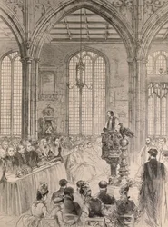 Underhuset deltager i jubilæumsgudstjenesten i St. Margarets Church, Westminster, fra The Illustrated London News, 28. maj 1887