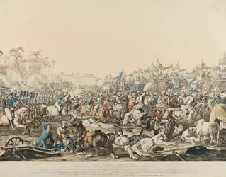 Den sidste anklage fra det 6. regment (sic) af Bengal og det 6. regiment af Madras lette kavaleri den 16. december 1817 (farve litho)