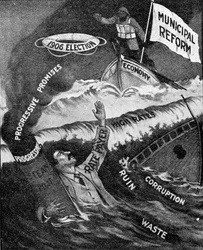 Det sidste håb, en plakat fra kommunalreformpartiet, offentliggjort i The Graphic, 27. oktober 1906