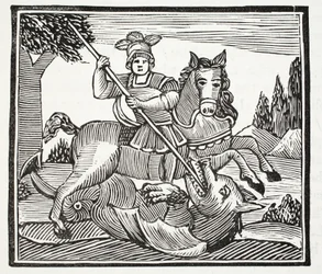 The Life and Death of St George, the Noble Champion of England, illustration fra Chap-books of the Eighteenth Century af John Ashton, pub. 1882