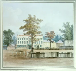 Det gamle hus og indgangen til Vauxhall Gardens, 1751
