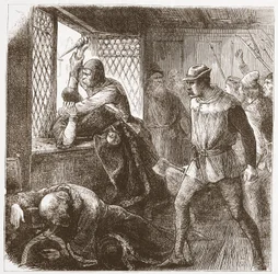 The Outrage at Prague, illustration fra The History of Protestantism af James Aitken Wylie (1808-1890), pub. 1878