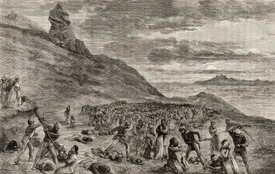 Forfølgelsen og massakren på de kristne på øen Madagaskar i 1849, ca. 1865