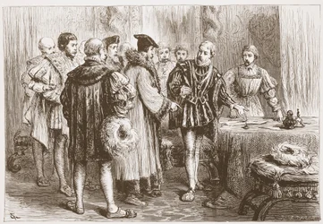 De protestantiske prinser underskriver deres bekendelse, illustration fra The History of Protestantism af James Aitken Wylie (1808-1890), pub. 1878