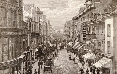 Dronningens besøg i Birmingham: The High Street, fra 