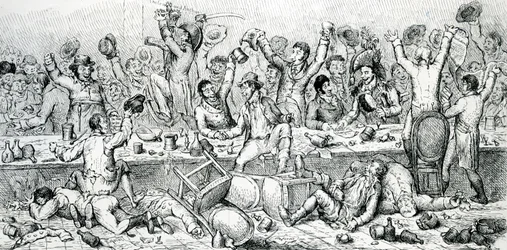 The Reformers Dinner, illustration taget fra satirikeren, 1809