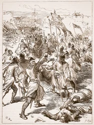 The Siege of Waterford, illustration fra Cassells Illustrated History of England (sepia foto)