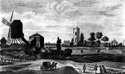 The South View of Barnes, trykt af Henry Overton