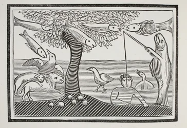 The Water Wonder, eller Fishes Lords of the Creation, illustration fra Chap-books of the Eighteenth Century af John Ashton, pub. 1882