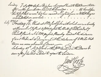 James Cooks håndskrift, juli 1771