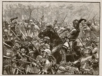 Den sidste stand af Schwarz og hans tyskere, illustration fra Cassells Illustrated History of England (sepia foto)