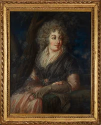 Tre kvart længde portræt af en dame i det attende århundrede kjole (pastel)