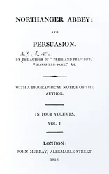 Titelside til Northanger Abbey and Persuasion af Jane Austen, første udgave, 1818