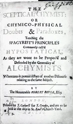 Titelside til The Skeptical Chymist af Robert Boyle, 1661 (tryk)