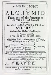 Titelside til den engelske udgave af A New Light on Alchemy af Michal Sedziwoj, 1650 (print)