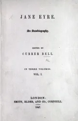 Titelside til den første udgave af Jane Eyre af Charlotte Bronte, 1847 (tryk)