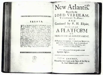 Titelsider til Francis Bacons New Atlantis, udgave udgivet i 1660 (print)