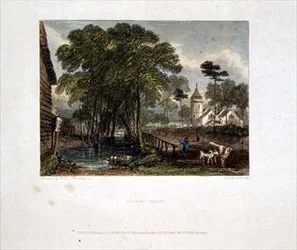 Tooting Church, gravering af J D Harding & G Cooke