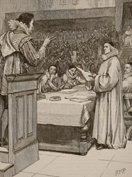 Trial of Buckingham, illustration fra Cassells Illustrated History of England (sepia-foto)