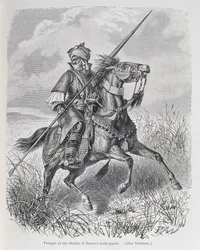 Soldat i sheiken af Bornus livgarde, fra "The History of Mankind", Vol.III, af Prof. Friedrich Ratzel, 1898