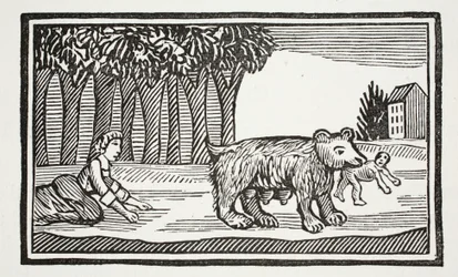 Valentine og Orson, illustration fra Chap-books of the Eighteenth Century af John Ashton, pub. 1882