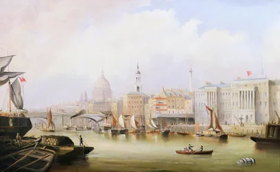 Se ned ad Themsen med Blackfriars og St. Pauls Cathedral Beyond