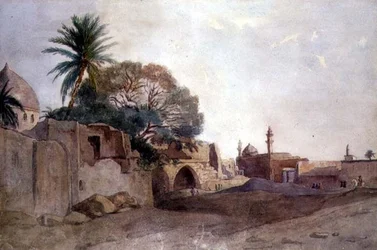 Udsigt i Mellemøsten, ca. 1820 (akvarel på papir)