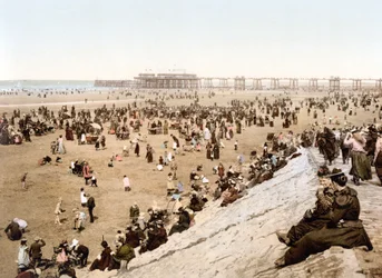 Udsigt over Blackpool (håndfarvet foto)