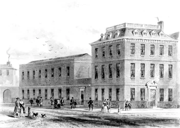 Udsigt over østsiden af Soho Square, 1850