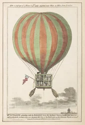 Vincent Lunardi i luften efter sin opstigning fra Moorfields, september 1784