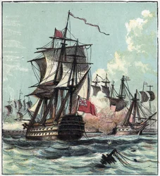 War of the Revolution: Battle of the 13th Prairial Year II (01/06/1794) var et søslag mellem den franske eskadron under kommando af Louis Thomas Villaret de Joyeuse og den britiske hær af admiral Howe (1726-1799) ud for Ouessant. Briterne vandt. Lord Howwe