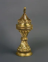 Warden Hills Salt, præsenteret til New College, Oxford af Walter Hill, Warden fra 1475-94, ca. 1475-94 (forgyldt sølv) (se også 355577)