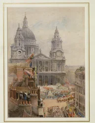 Se dronning Victorias jubilæumsfejring uden for St. Pauls (wc på papir)