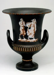 Wedgwood vase forestillende en ung pige og en sort keramisk satyre malet "" med encaustic""". England, omkring 1775 - 1790. Medaljekontoret, BN i Paris.