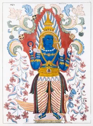 Wiebesana Dewa Raja, Four Hill Guards, fra The History and Doctrin of Buddhism af Edward Upham, 1829
