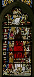Window Ew forestillende St Thomas Becket med juveler af indlagt glas