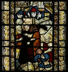 Vindue, der viser Judas forræderi