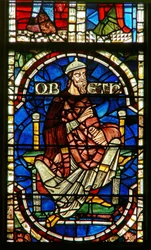 Vindue, der forestiller en genealogisk figur: Obed